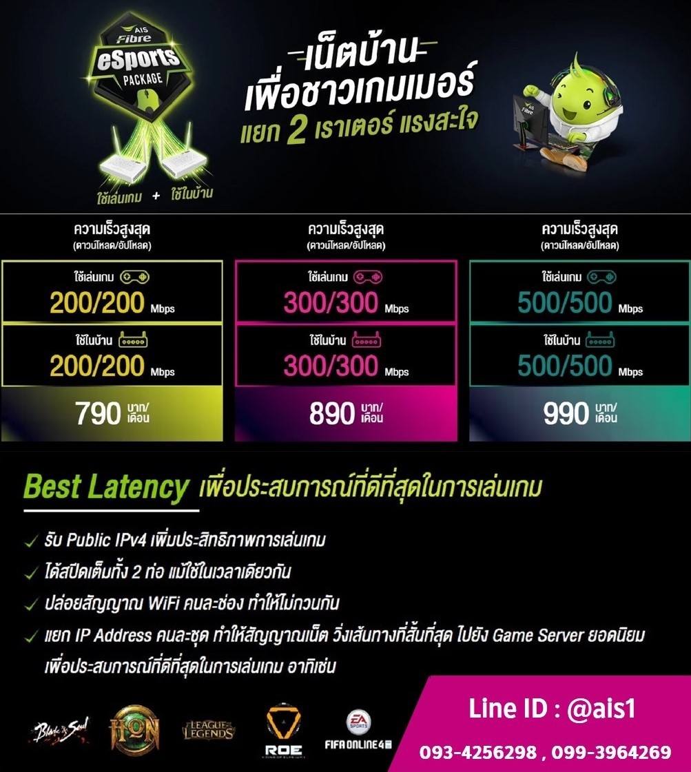 เน็ตบ้าน เอไอเอส ไฟเบอร์ eSports เราท์เตอร์แยก 2 ตัว