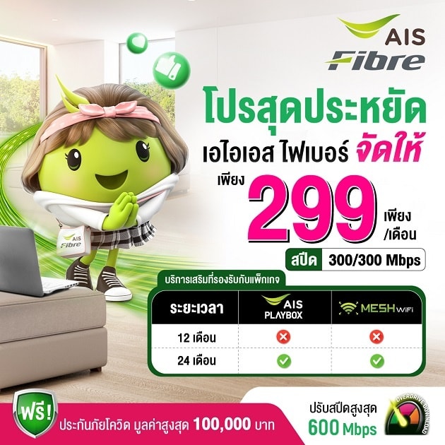 รวมโปรเน็ตบ้านเอไอเอสไฟเบอร์ราคาถูก 2565